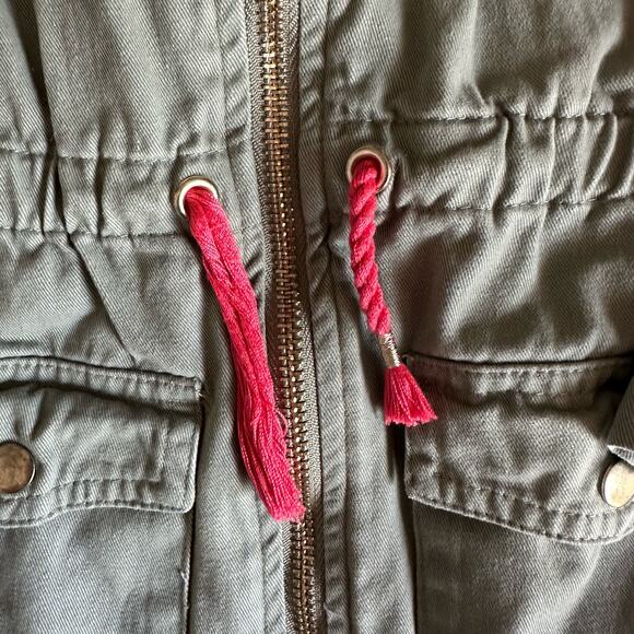 Isaac Mizrahi Girl Pink Tie Belted Full Gold Zip Hooded Jacket Green Size XS (4) - Picture 4 of 13